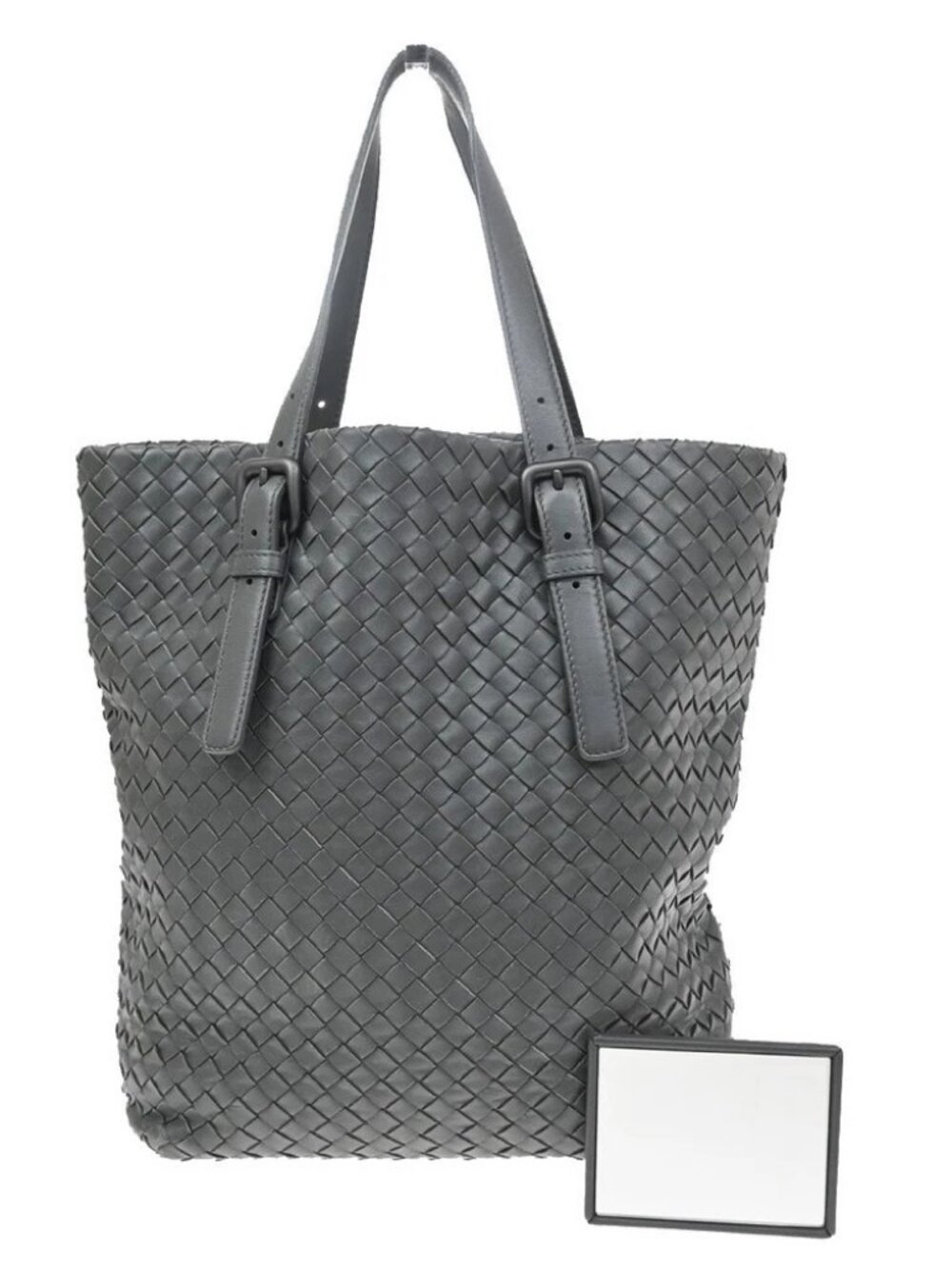 BOTTEGA VENETA Intrecciato Shoulder Tote Hand Bag Mirror Leather Gray 92TA816